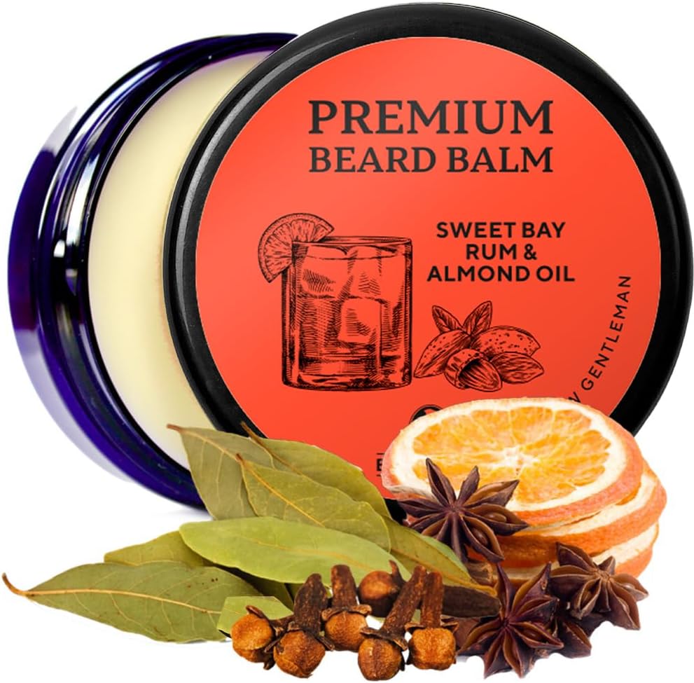 Beard Club Beard Balm for Men - Sweet Bay Rum - Premium Beard Conditioner and Softener for Shaping and Styling, Prevents Itching and Flaking - Natural and Organic - Butter Beard Wax for Men