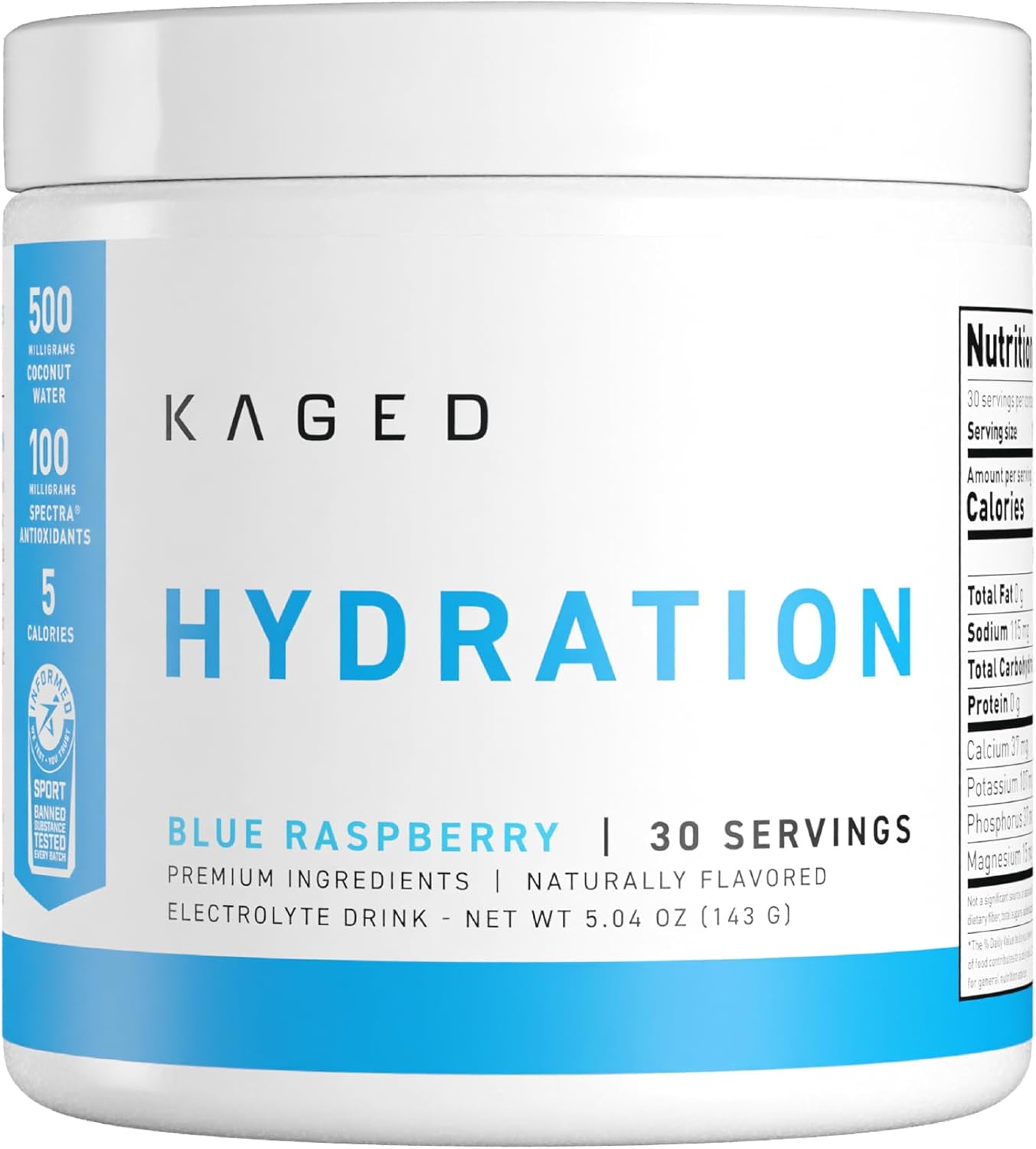 Kaged Electrolyte Hydration Powder | Hydracharge Blue Raspberry | Sports Drink for Men and Women | Pre, Post, Intra Workout Supplement | 30 Servings