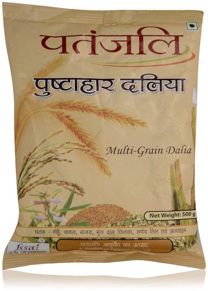 Patanjali Multigrain Porridge - 17.6 oz (500g) | Wholesome Breakfast Cereal | Ready-to-Cook Indian Dalia | No Artificial Additives, 100% Vegetarian, Nutritious Meal