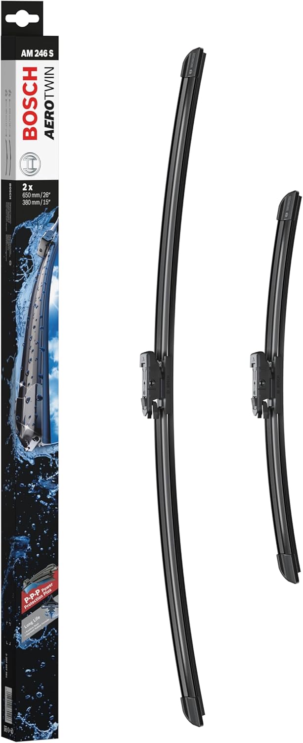 Bosch Aerotwin AM246S - Front Windscreen Wipers - Set of 2 Replacement Blades - Comes with Pre-assembled Adapter - 2 Blades, 650 mm / 380 mm