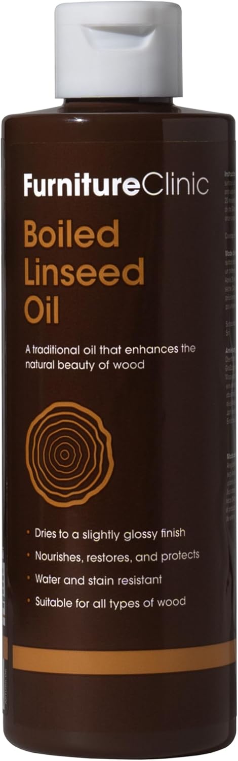 Furniture Clinic Boiled Linseed Oil for Wood 500ml - Premium Oil to Enhance, Seal & Protect The Natural Beauty of Oak, Pine & Other Wood with a Glossy Finish
