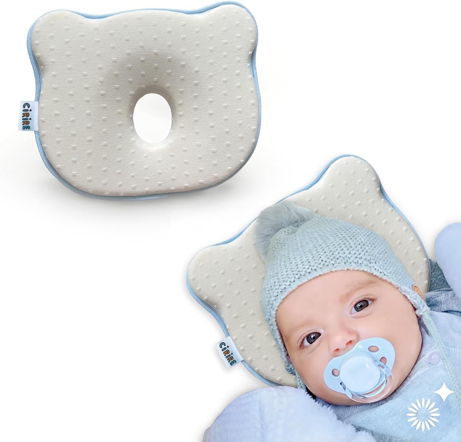 Memory Foam Baby Cushion Soft Cozy Machine-Washable, Head and Neck Support Breathable Anti-Slip Design for Infants for Small Boys and Girls Tummy Time(Beige)