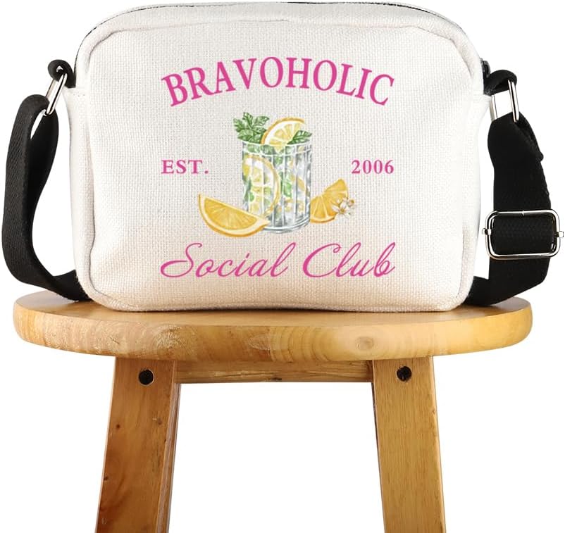 FUNYSO Bravo Gift Housewives Gift Bravo TV Show Inspired Gift Bravoholic Social Club Crossbody Bag