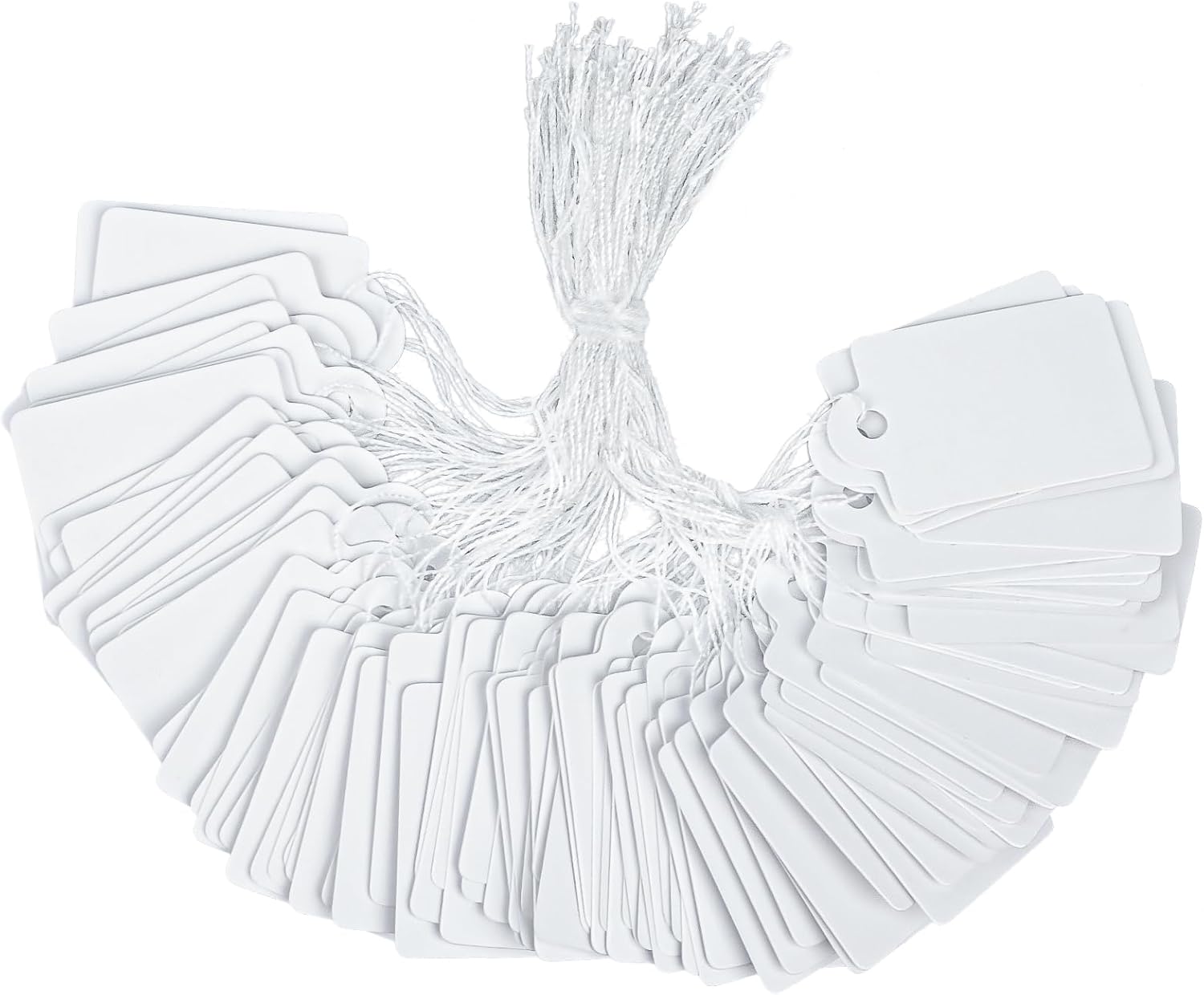 Uniclife 200 Pcs Price Tags 1 Inch Writable Price Labels White Pricing Display Tags for Pricing Clothing Jewelry Blank Hang Tag Merchandise Marking Tag with Hanging Strings, 1 3/8" x 7/8"