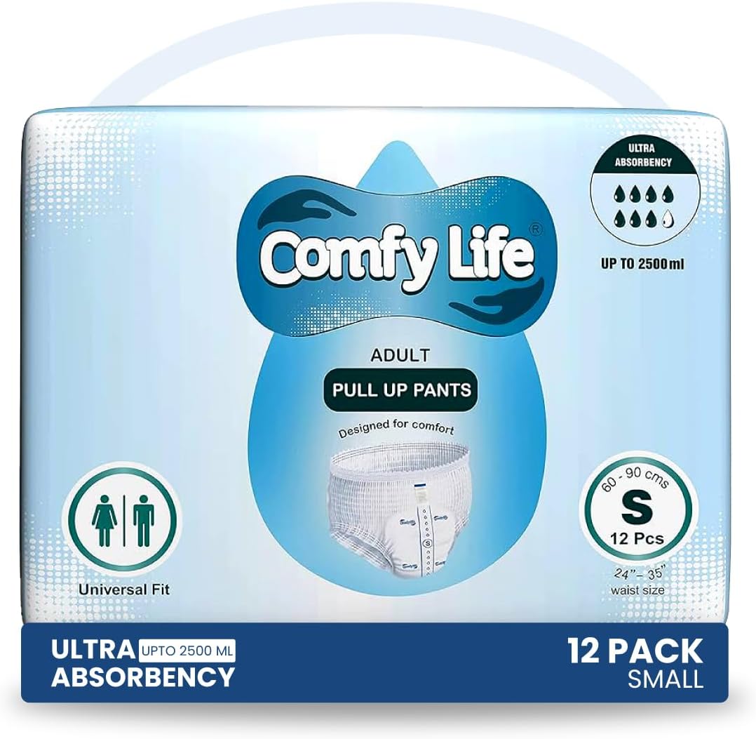 Comfy Life Premium Adult Incontinence Pull Up Diaper Pants 12 Pack High Absorbency (Small)