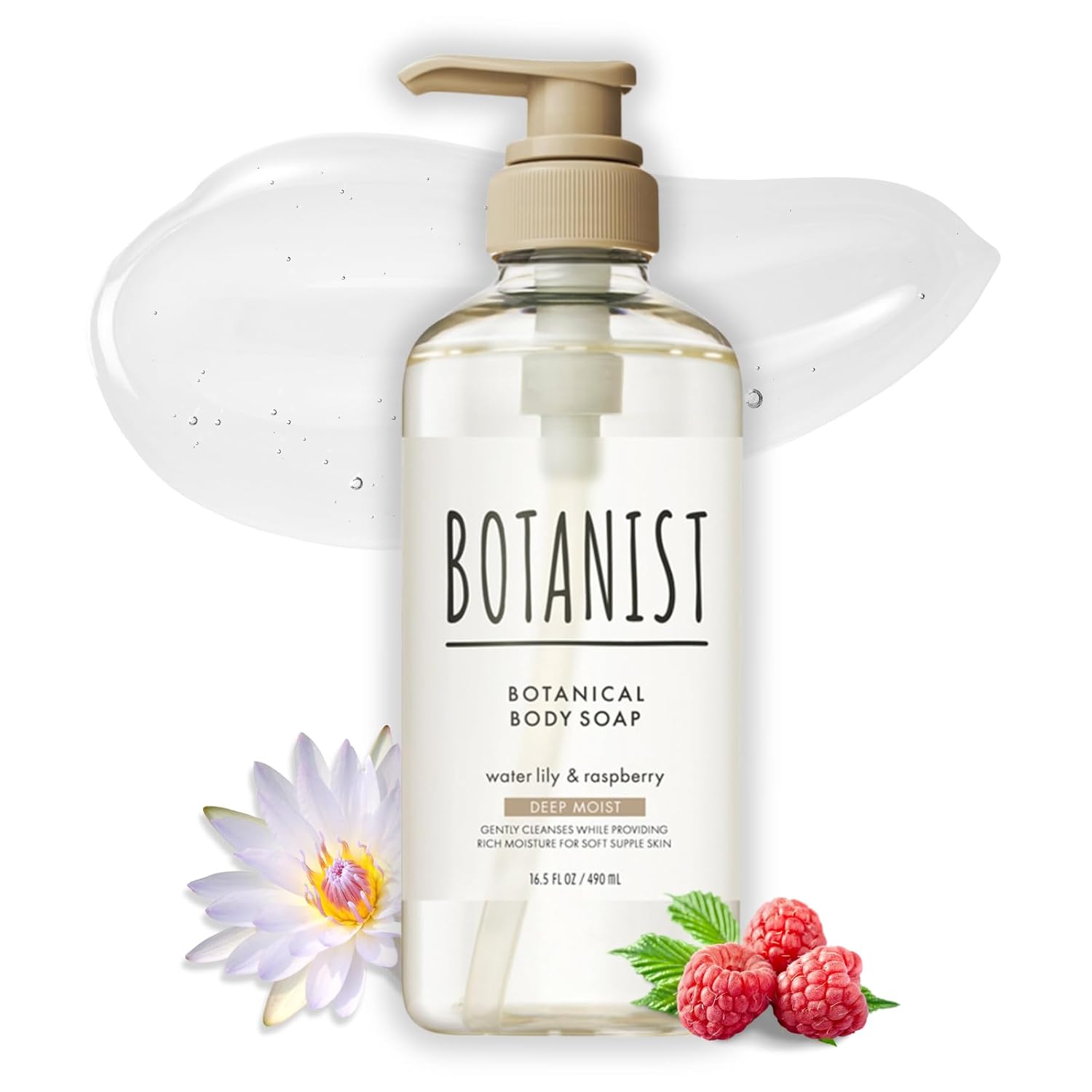 Body Wash for Dry Skin, Daily Body Cleansing Gel, Deep Moisturizing Body Wash For Sensitive Skin, Shea Butter+Coconut Oil, Sulfate, Paraben & Dye Free, Water Lily & Raspberry,16.5 Fl Oz