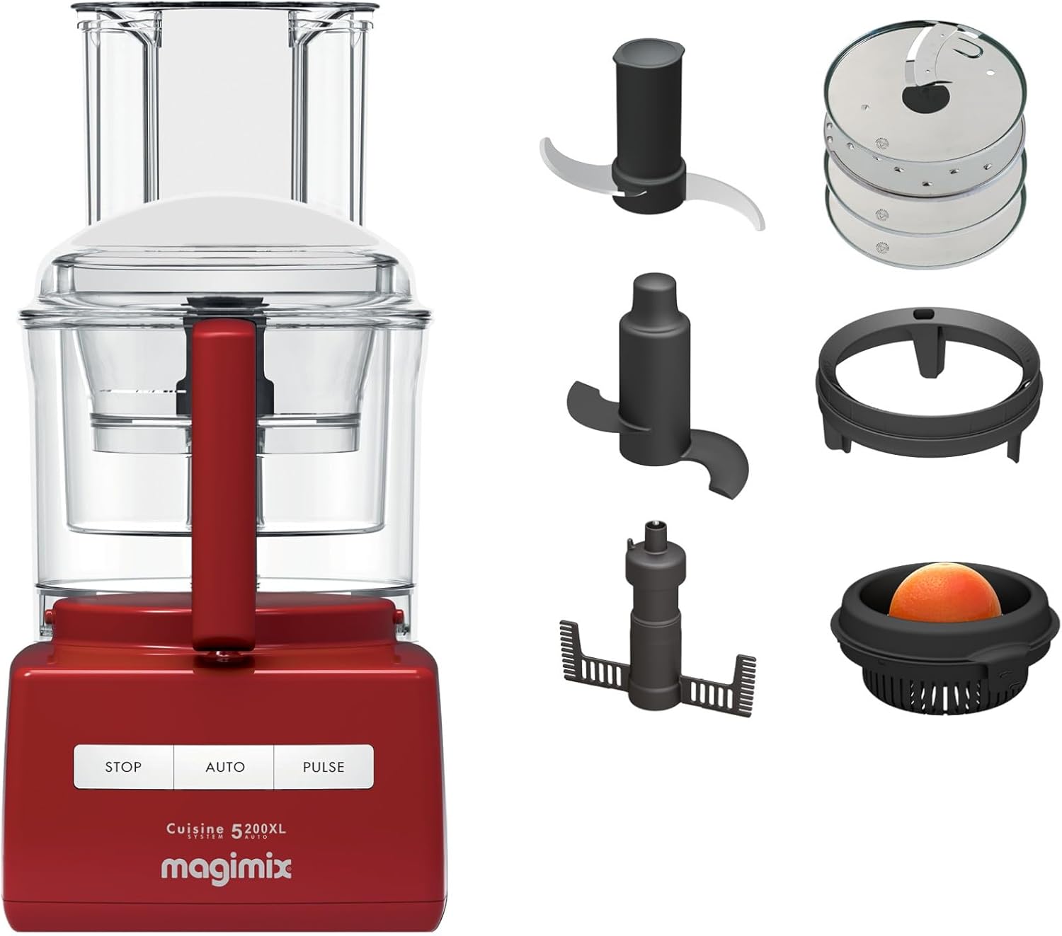 Magimix 5200XL Food Processor | 3.7L BPA-Free Bowl | Quiet & Powerful Motor | Multifunctional 7 in 1 Solution | Red | 18585