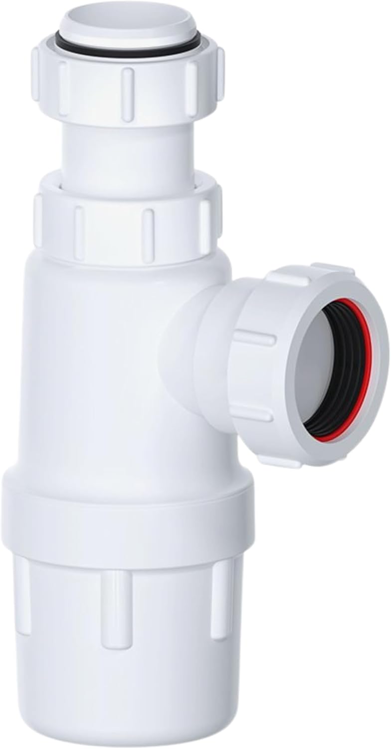 PlumbEZ Telescopic Adjustable Bottle Trap with Anti-Slip Ring - 40mm (1.1/2') BS EN274-1 Compliant Sink Waste Kit and Urinal Bottle Sink Trap