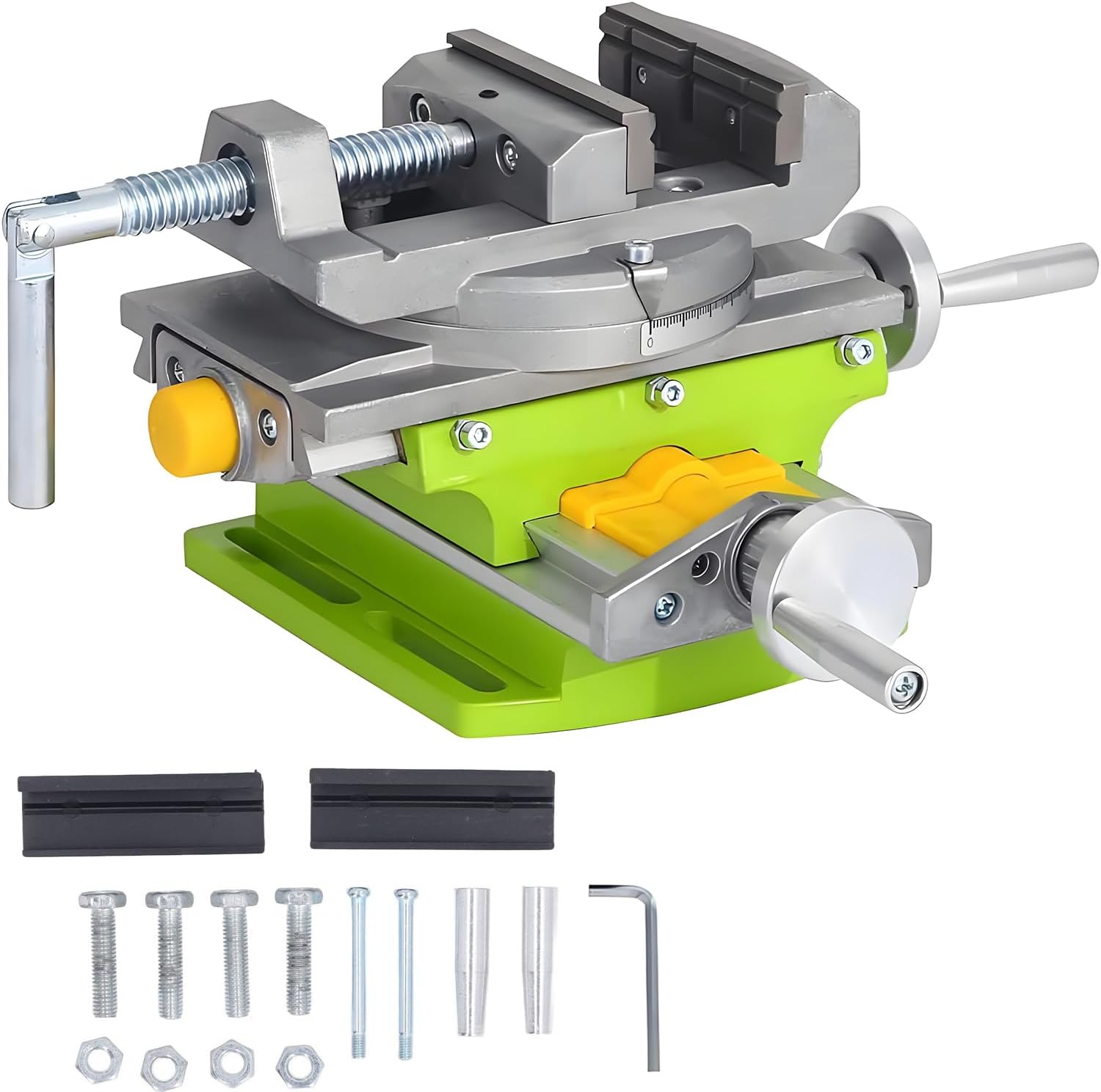 3’’ Cross Slide Drill Press Vise, 2 Way X-Y Compound Benchtop Drill Press Vise with 90° Rotary Table, for Mini Milling Machine