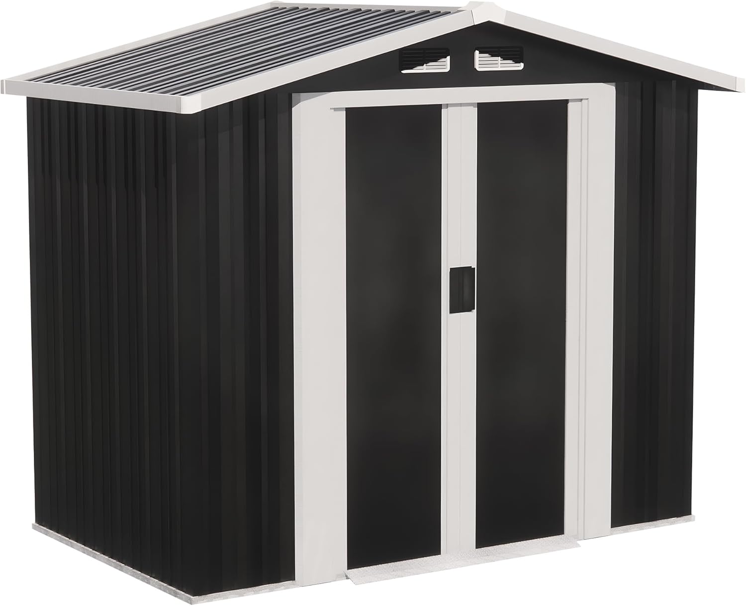 Alivio 6 x 4ft Metal Garden Shed, Weather Protection Outdoor Storage Shed with Double Sliding Lockable Doors (Black)