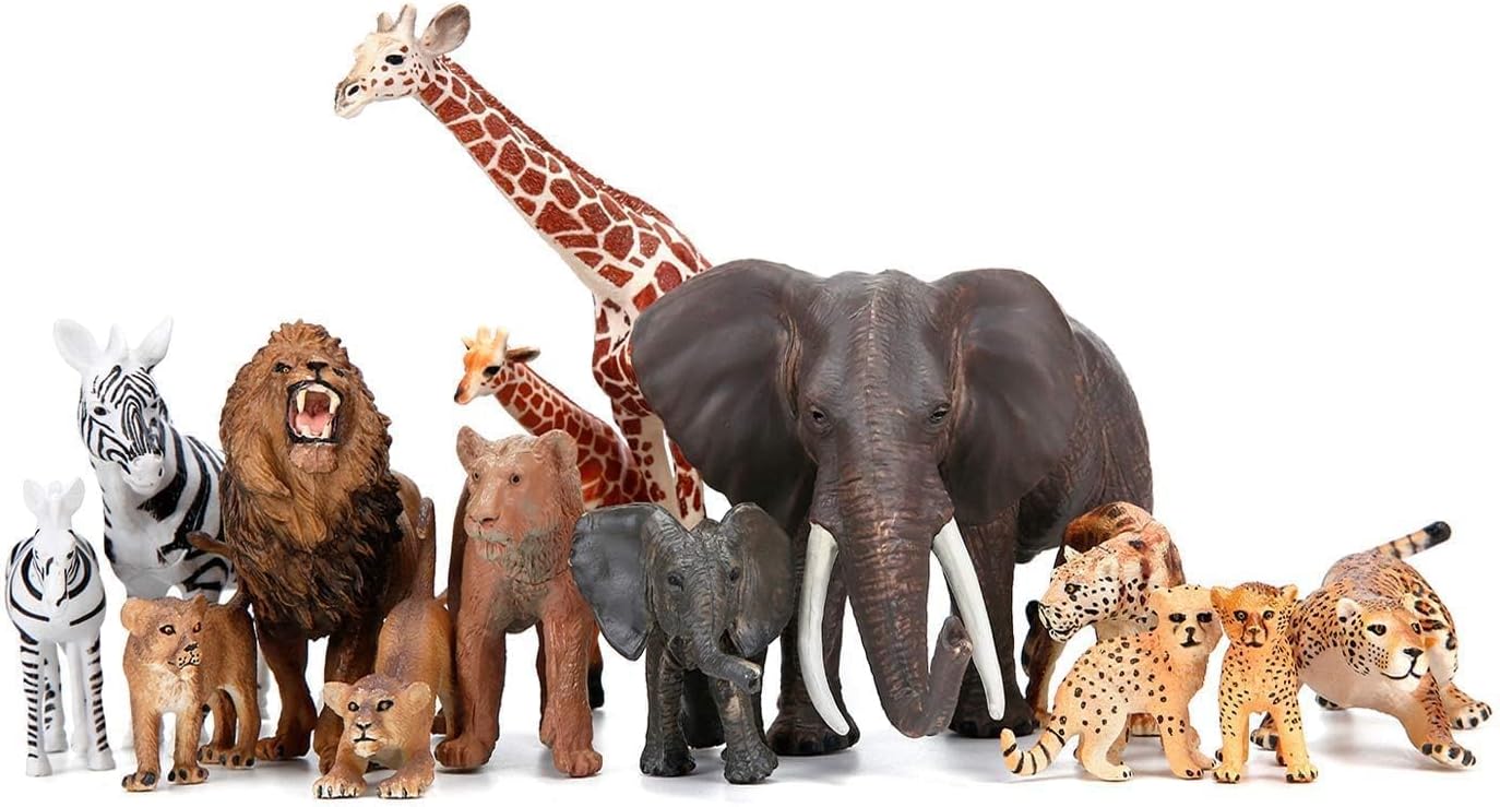 14PCS Realistic Safari Animal Toys with Wild Jungle Figurines for Toddlers