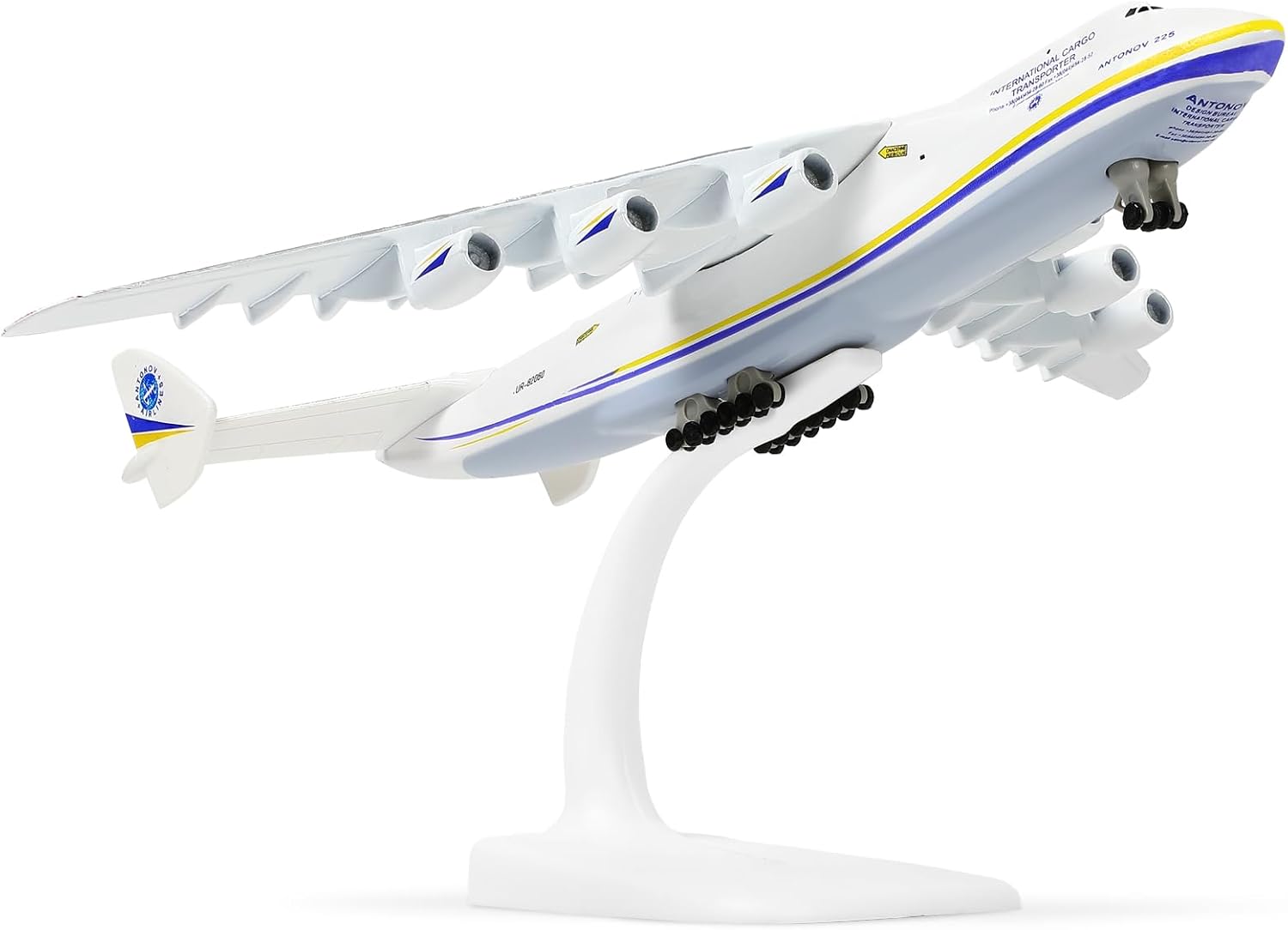 NUOTIE 1/400 Scale Antonov-225 Mriya Military Transport Aircraft Miniature Ukrainian Painting Metal Diecast Carrier Airplane Model with Metal Stand for Aviation Enthusiasts Adults Collection or Gift