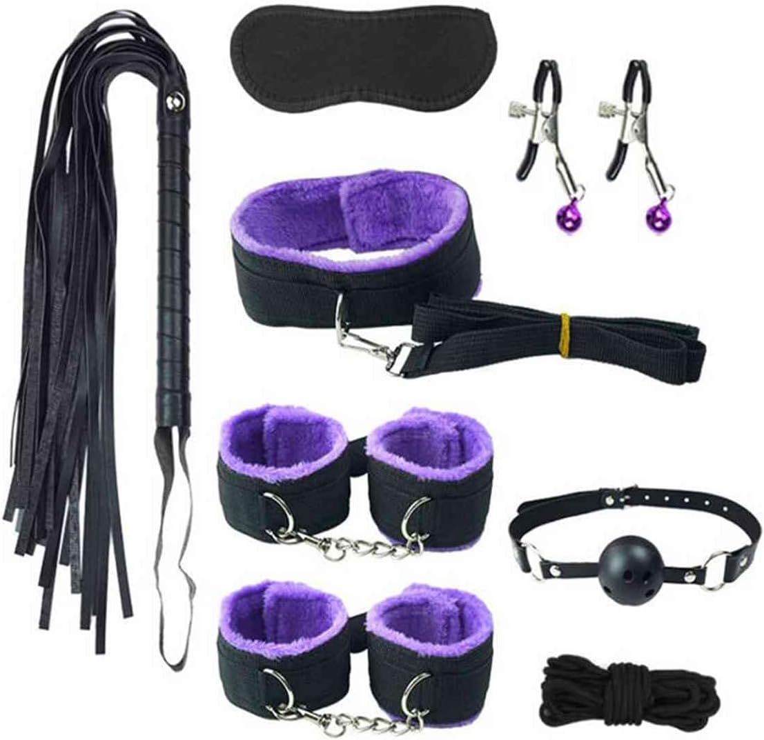Wrist and Ankle Bed Restraints for Couples Queen Size Bed Straps for Adult Play King Size Bed Bondaged Kit Adult Handcuffs Sex Blindfolds Hand Cuff Set for Bedroom Purple Women Toys Sweatshirt