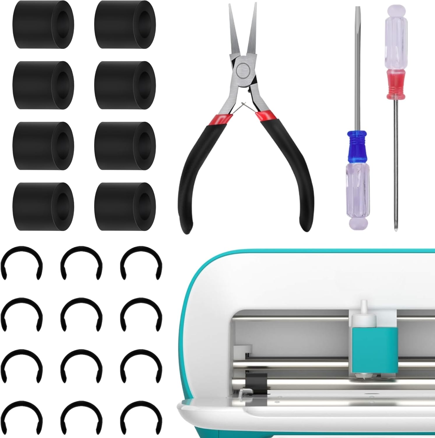 23 Packs Rubber from Moving Retaining Clip Rings Rubber Roller Replacements Sets Compatible with Cricut Joy,Only Rubber Roller Resolution for Cricut Joy Complete Repair Tools