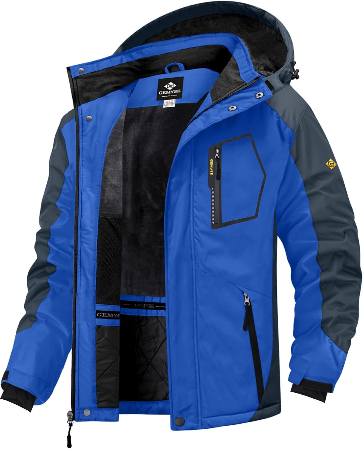 GEMYSE Men's Mountain Waterproof Ski Snow Jacket Warm Winter Windproof Parka Raincoat with Hood
