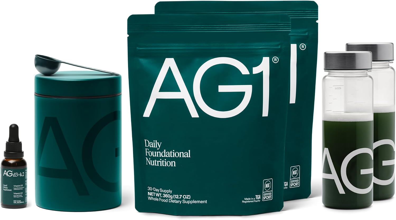 AG1 Greens Powder Supplement and Multivitamin with Probiotic, Family Kit