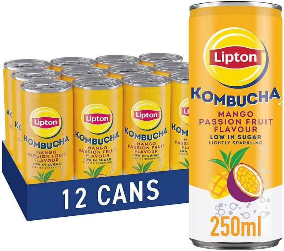 Lipton Kombucha Mango & Passion Fruit, 250ml (Pack of 12)