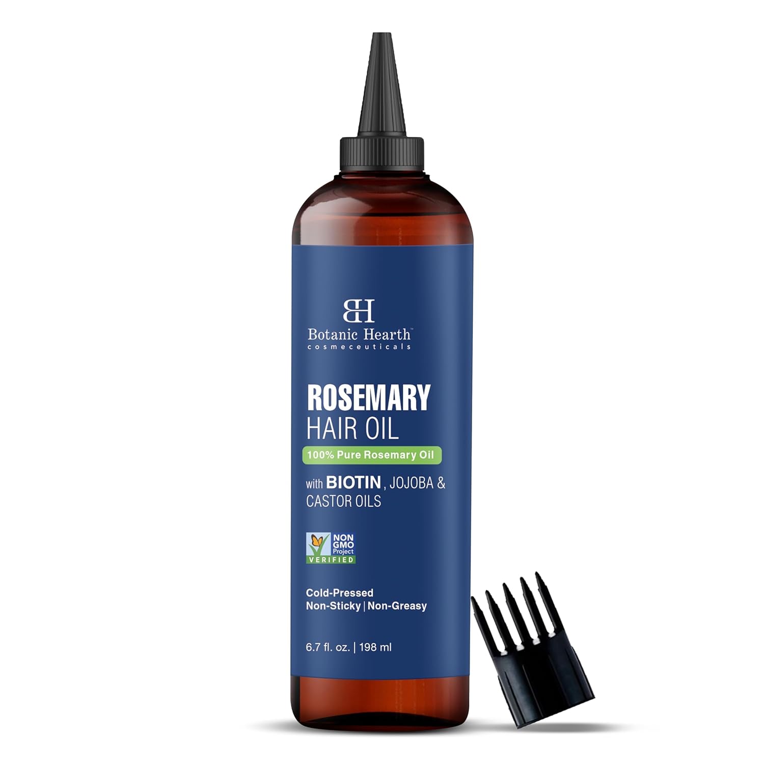 Botanic Hearth 100% Pure Rosemary Oil For Hair Growth (6.7 fl oz)| Infused with Biotin, Jojoba & Castor Oil | Hair Oil Repairs Dry Damaged Hair, Strengthening, Healthier Hair- Hair Tonic