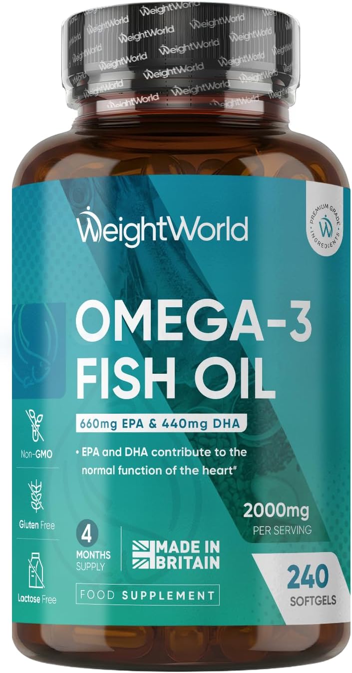 Omega 3 Fish Oil 2000mg - 660mg EPA & 440mg DHA - 240 Softgels