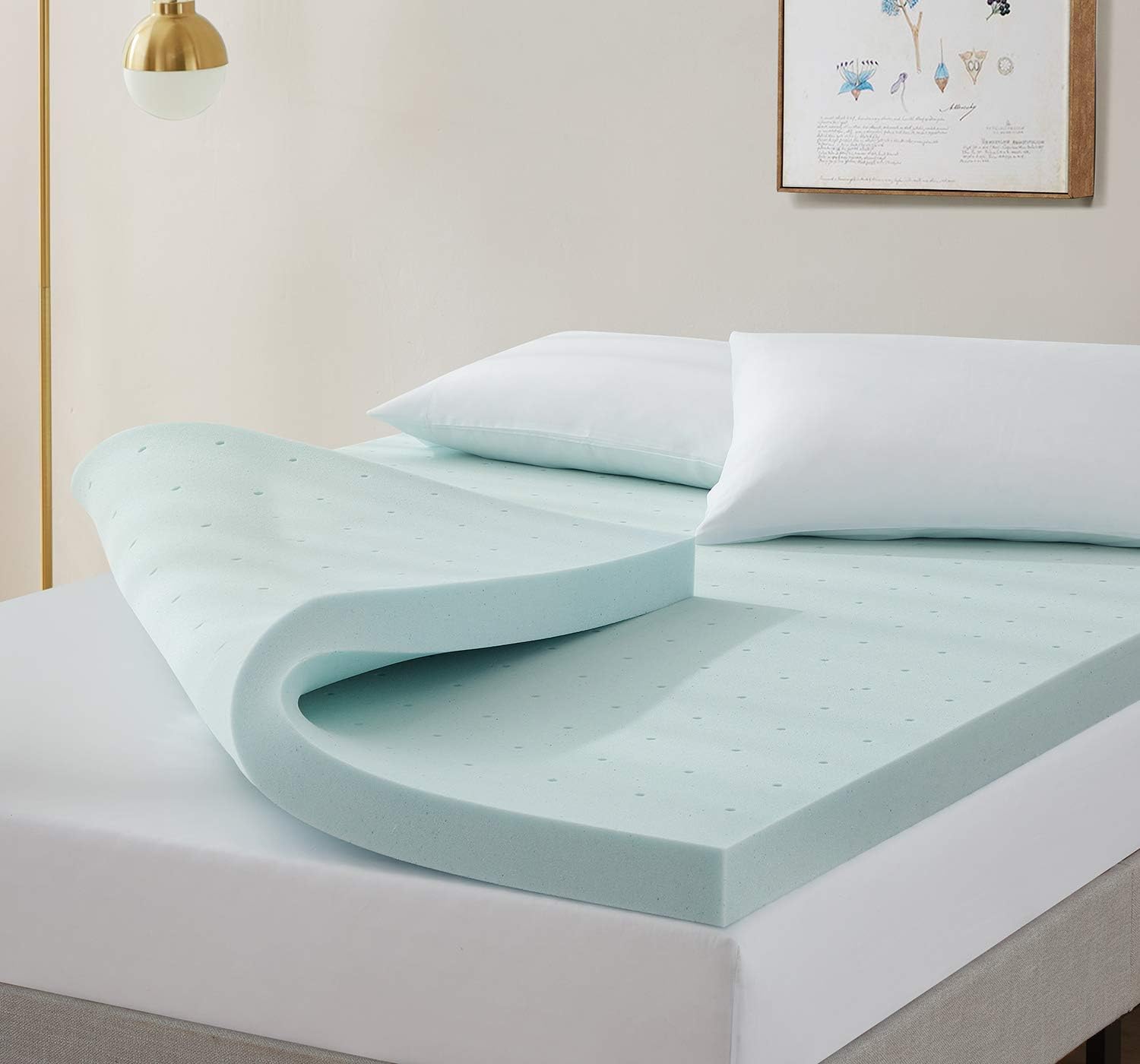 Nestl Mattress Topper, 4 Inch Memory Foam Topper, Gel Infused Memory Foam Mattress Topper, Ventilated Design Mattress Pad, Full