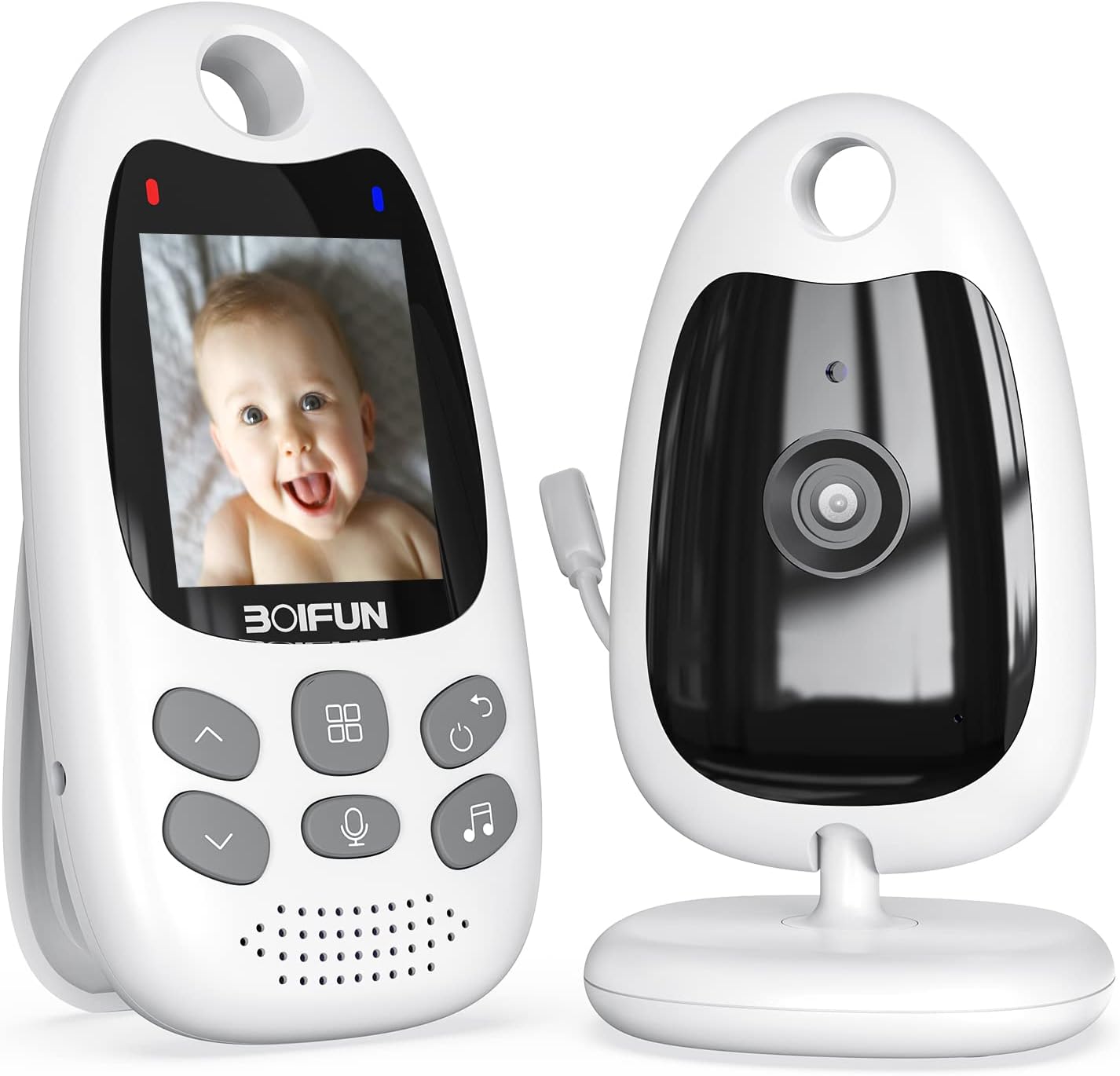 BOIFUN Baby Monitor with Camera and Night Vision, No WiFi, Two-way Audio, 720P, ECO Mode, Battery, 8 Lullabies, Feeding Reminder, Smart Temperature Sensor, 2'' Screen, Elder/Pet, Video Baby Camera