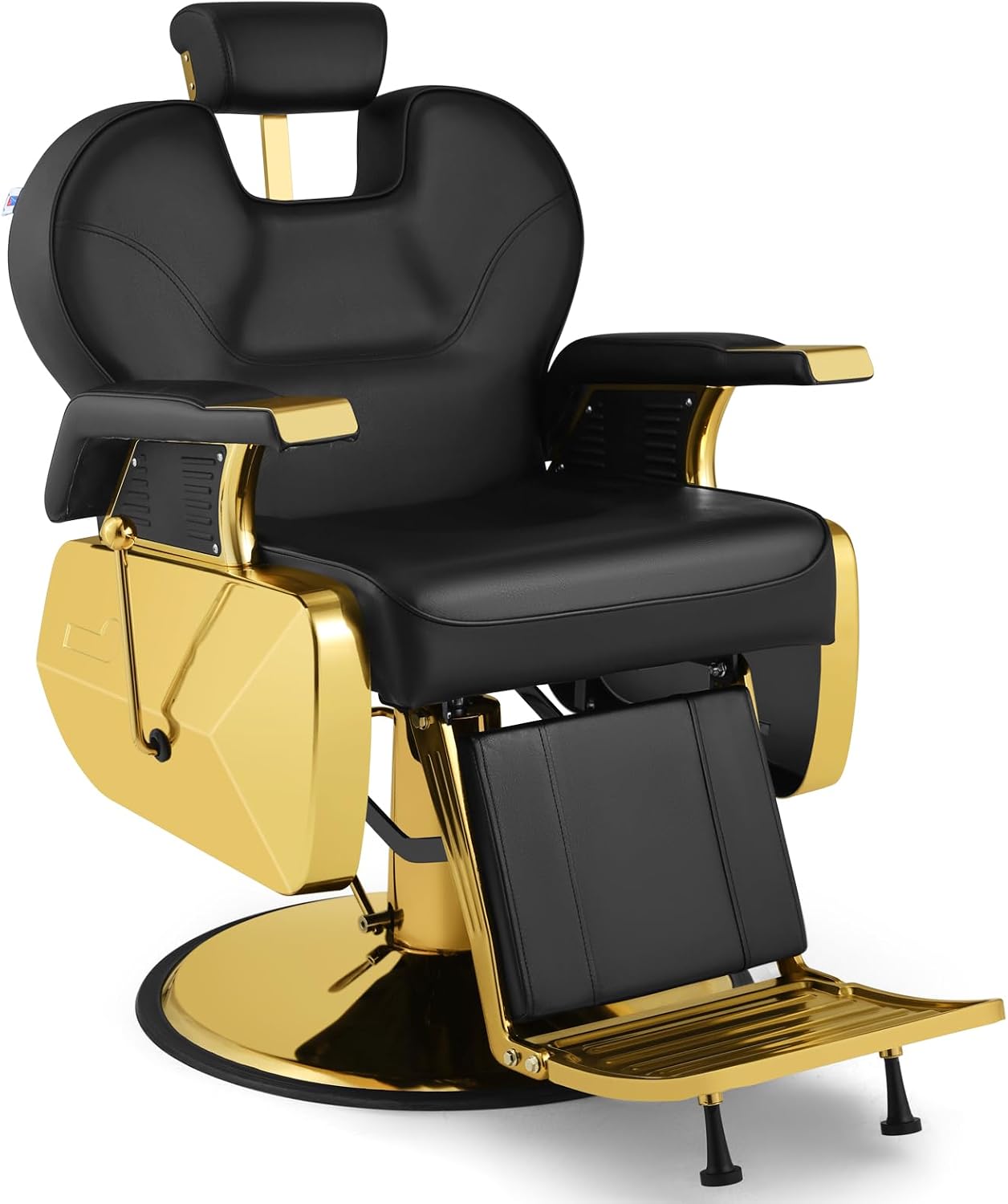 Artist hand Barber Chair, Heavy Duty Reclining Salon Chair, Black Gold