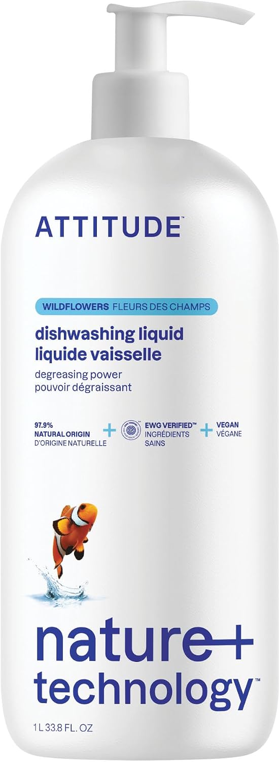 ATTITUDE Dish Soap, EWG Verified, Wildflowers, 23.7 fl oz