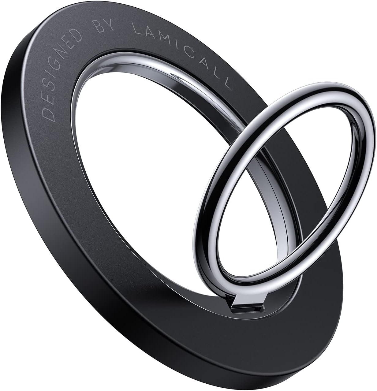 Magnetic Phone Ring Holder for MagSafe - Lamicall 360 Rotating Phone Grip [Removable & Wireless Charging Friendly] for iPhone 16 15 14 13 12 Pro/Pro Max/Plus/Mini, Others with Iron Plate - Black