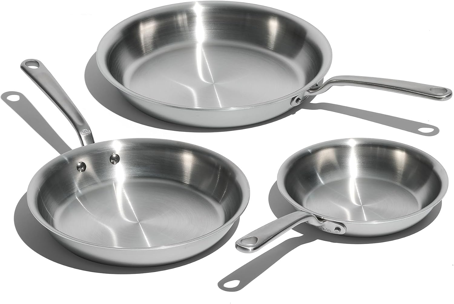Made in Cookware - 3-Piece (Includes 8",10",12") Stainless Frying Pan Set - 5 Ply Stainless Clad - Professional Cookware - Made in USA - Induction Compatible