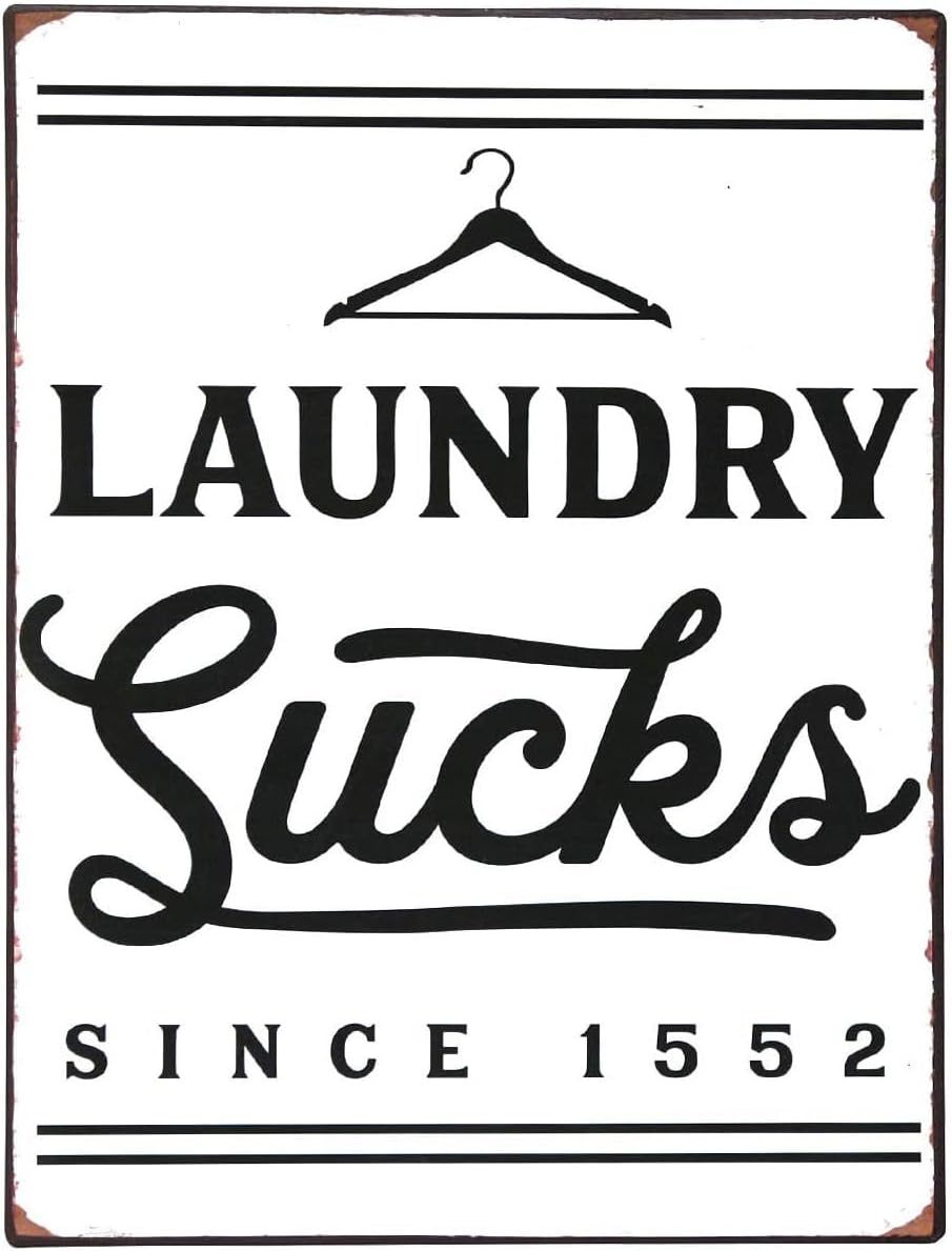 Laundry Sucks Metal Sign Since 1552 Laundry Room Wall Plaque Vintage Wash Room Decoration Art Retro Look Decor 8x12inches(Q20)