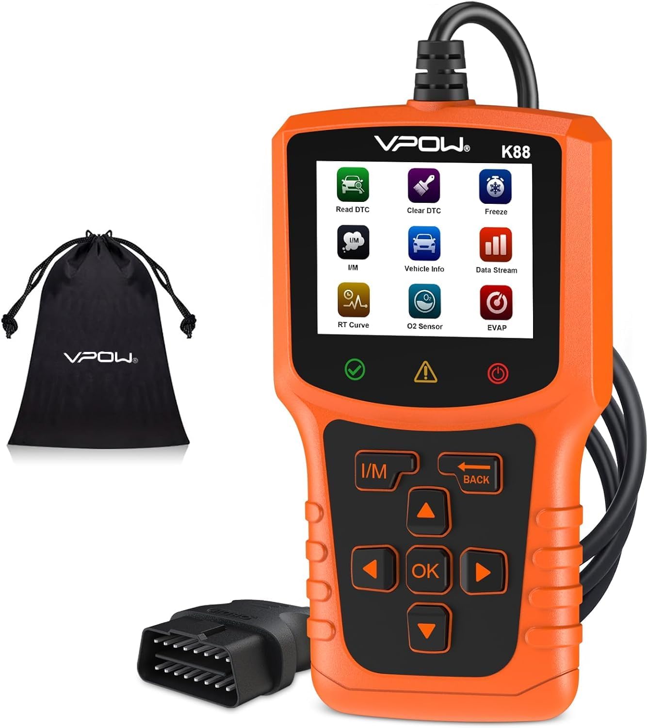 OBD2 Code Reader Diagnostic Scanner: OBD Car Scanner Tool Check Engine Light Fault Code Reader - Auto Car Diagnostic Tool for BMW Ford VW Audi All OBDII Vehicles with Live Data Battery Test