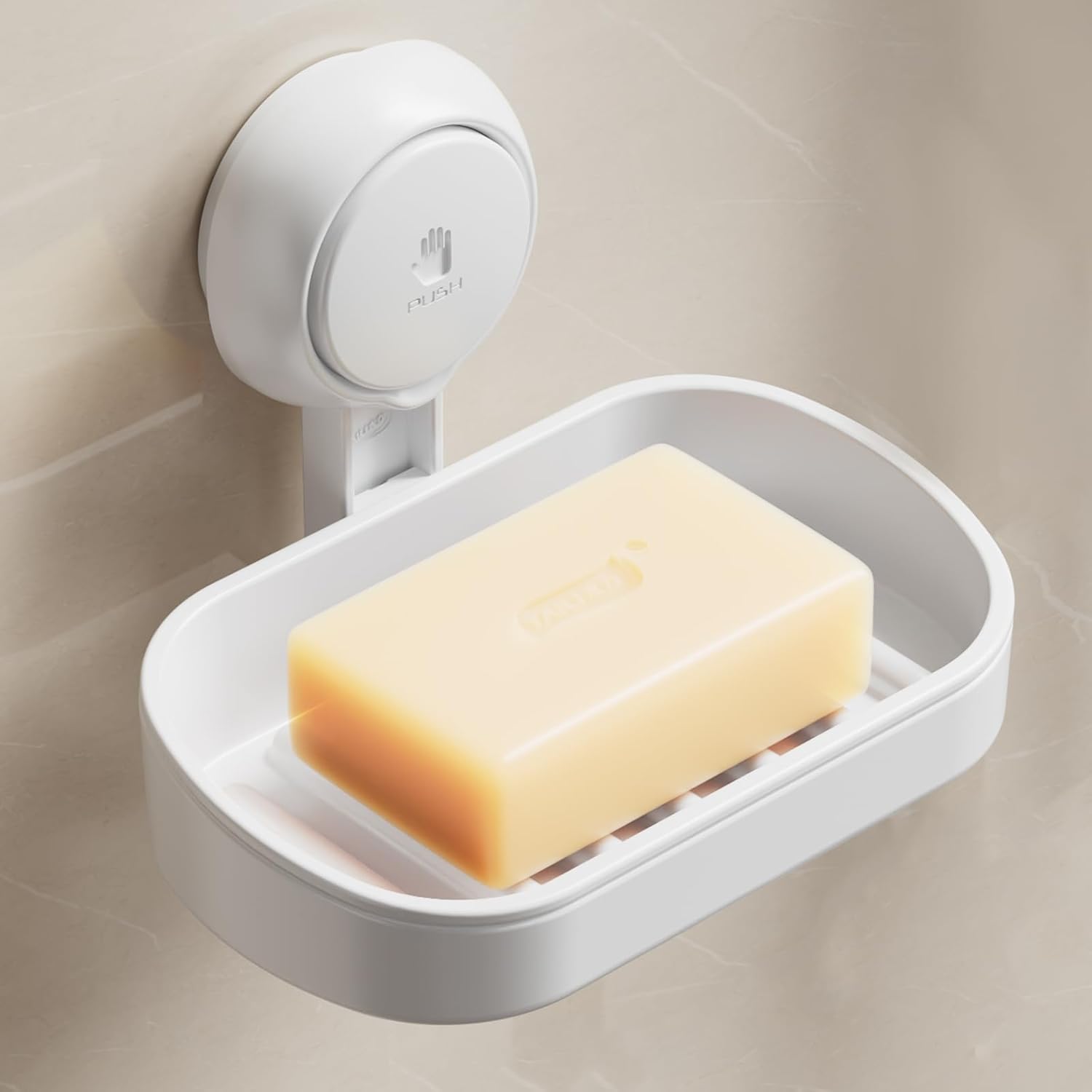 TAILI Soap Dish for Shower, Max Hold 3 KG Suction Soap Holder for Bathroom, Bathtub, Wall Mounted, Waterproof, Drill-Free, Removable Shower Organizer, Sponge Sink Holder Suction Cup, Plastic In White