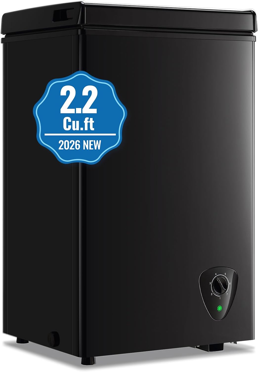 2.2 Cu.Ft Small Deep Freezer Chest Freezer 7-Level Temperature Black