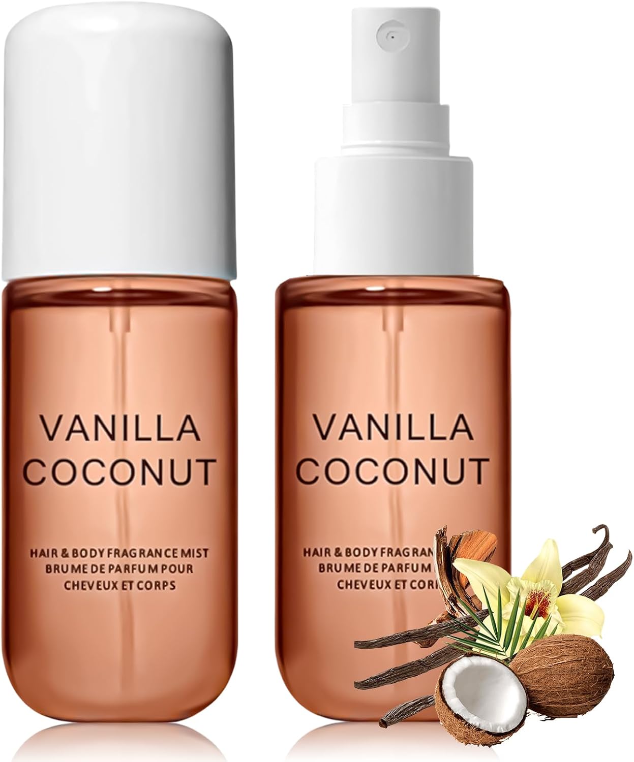 1Pcs Coconut Vanilla Hair Perfume and Body Spray for Women - All-Day Light Fragrance Mist for Hair & Skin - Concentrated Body Spray with Essential Oils