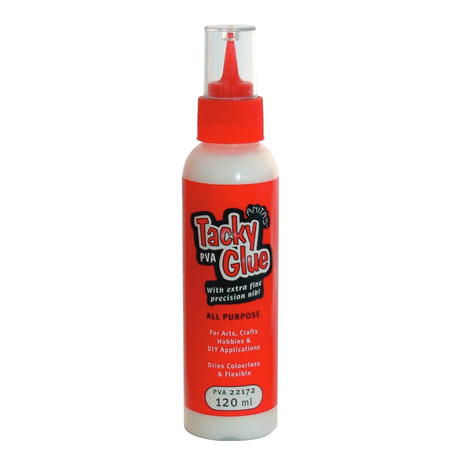 Anita's Tacky Poly Vinyl, PVA Craft Glue, 60ml, Ideal For Paper Crafting, All-Purpose Adhesive With Strong Tack, For Wood, Paper, Card, Leather, Foam, Fabric, Can Be Used For Making Slime, Dries Clear