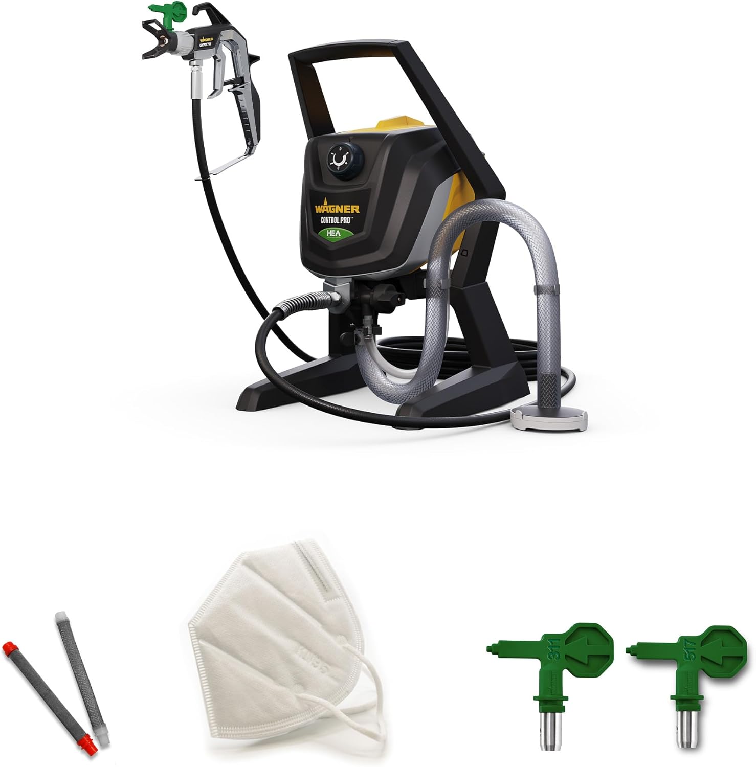 WAGNER ControlPro 250R - Airless Paint Sprayer for Wall & Ceiling/Wood & Metal paint - interior and exterior usage, covers 15 m² in 2 min, 110 bar, adjustable spray pressure, 9 m hose