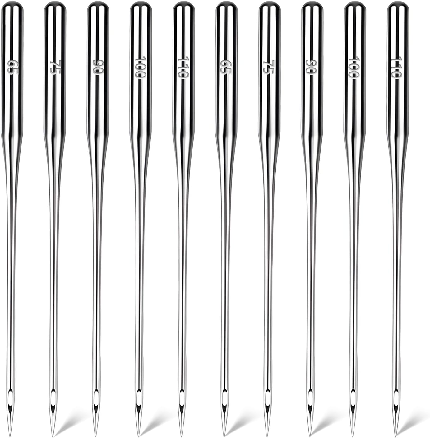 Universal Sewing Machine Needles, Assorted 65/9, 75/11, 90/14, 100/16, 110/18 Heavy Duty Sewing-Machine Needle Ideal for Light to Heavy Fabrics, Compatible with Home Sewing Machine(50 Pcs)