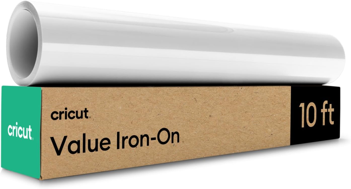 Cricut Value Iron On, White (12in x 10ft roll) - HTV Heat Transfer Vinyl