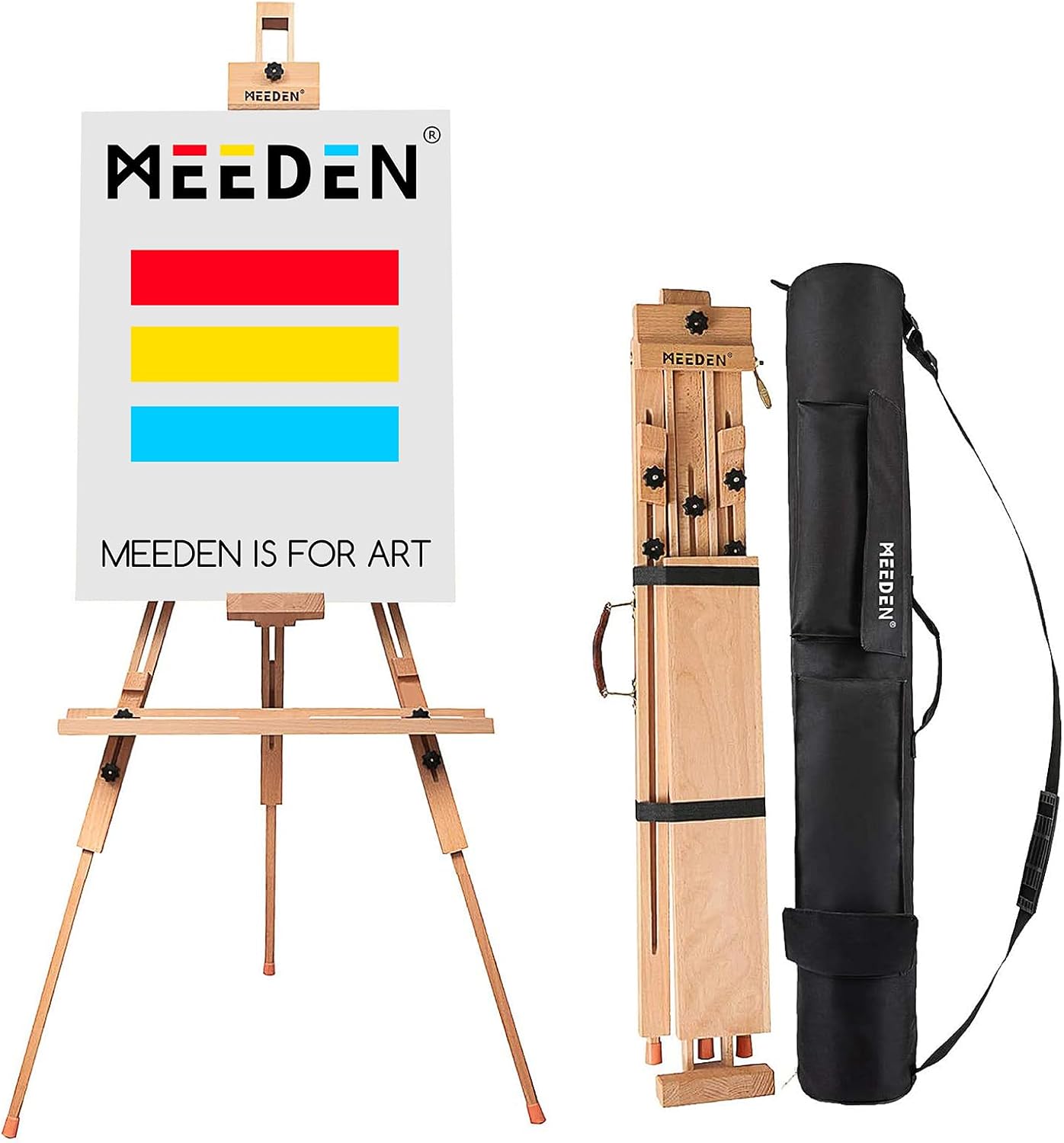 MEEDEN Portable Tripod Easel for Painting: Solid Beech Wood Art Easel