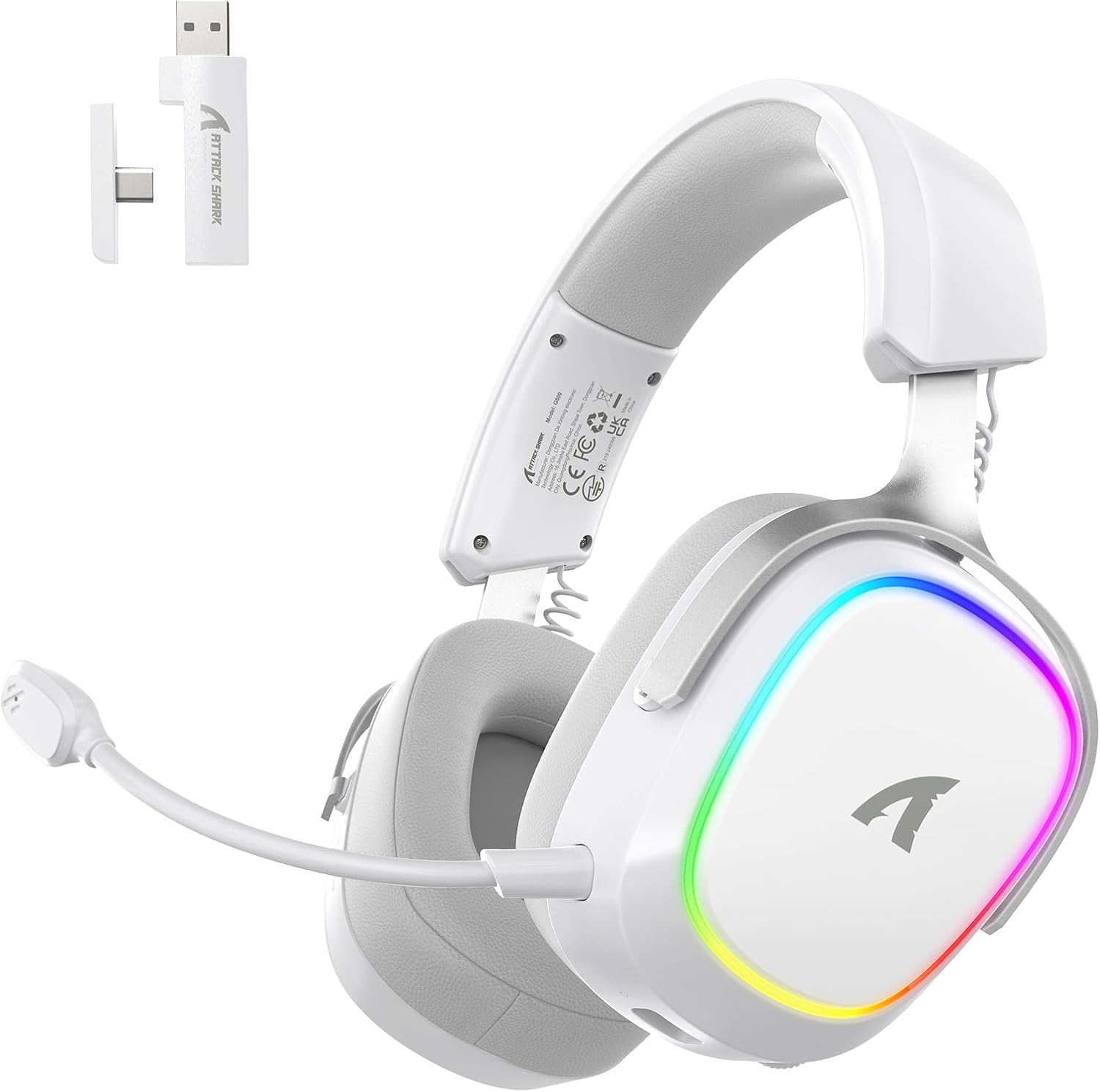 ATTACK SHARK G800 Ultralight Wireless RGB Gaming Headset Programmable-White