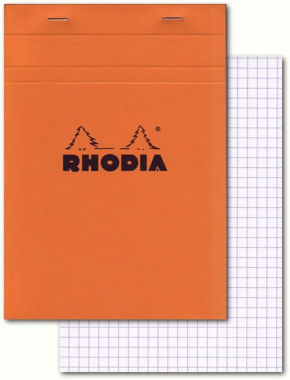 RHODIA 16200C - Stapled Notepad N°16 Orange - A5 - Small Squares - 80 Detachable Sheets - 80G Clairefontaine Paper - Soft, Resistant and Waterproof Coated Card Cover - Basics, 148 x 210 mm