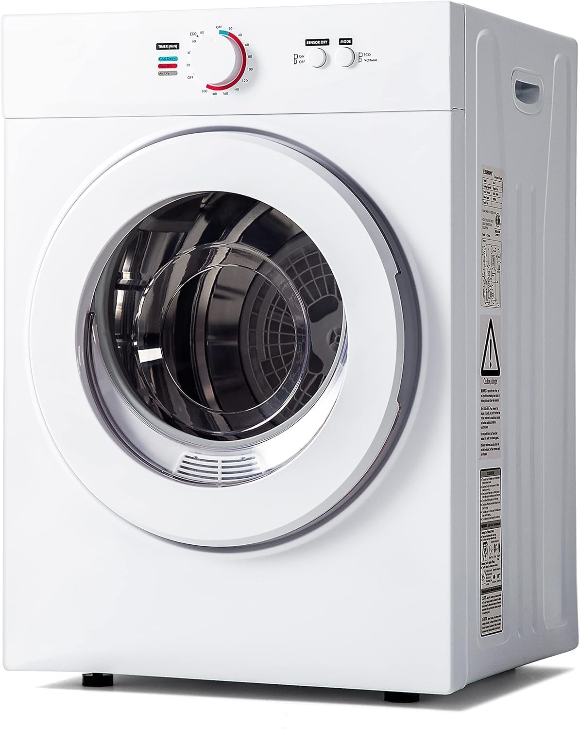 10.6 LBS Portable Clothes Dryer, 1020W Clothes Dryer, 1.8 Cu.Ft. Drying Machine with Stainless Steel Drum, Exhaust Pipe for Apartment, Dorm, Home, White