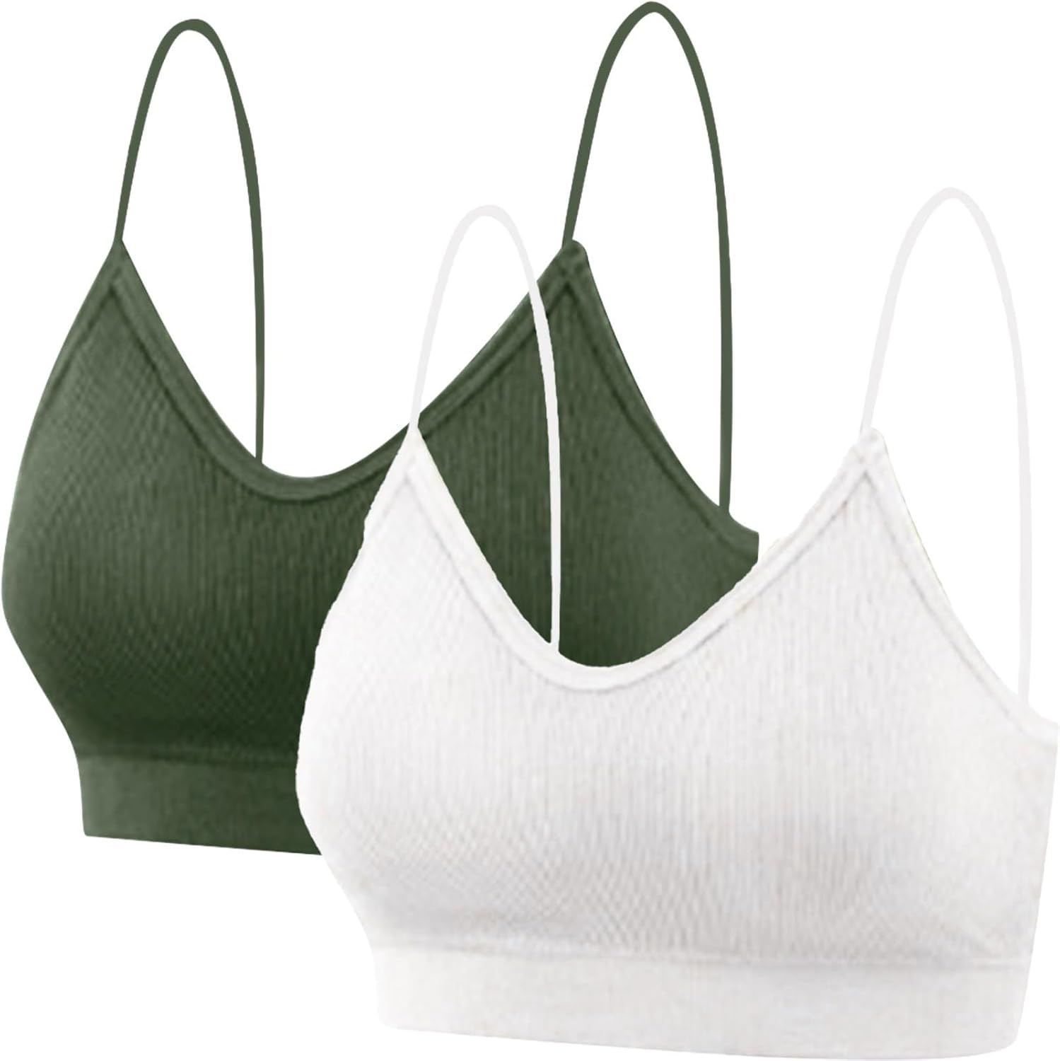 DFSDJEUW 2 Pack Sports Bras Women High Impact no Underwire Push Up Sport Bras Wireless Seamless Running Bras Gym Top Spaghetti Strap Breast Pad Thread Seamless Underwear Sleep Bralettes