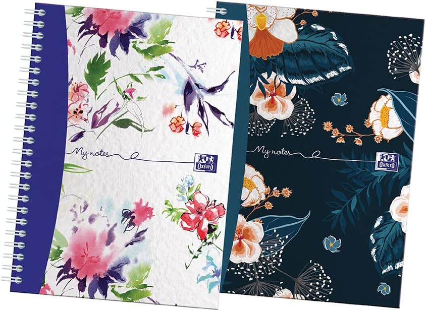 Oxford Botanics Twin Pack, A5 Hard Cover Wirebound Notebook, Ruled with Margin, 140 Pages, Scribzee Enabled