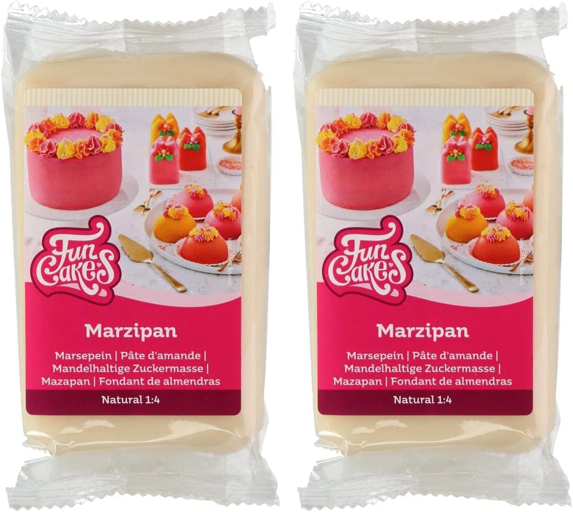 FunCakes Marzipan Natural (1:4): Ready to Roll, Easy to Use, Delicious Taste, Flexible and Smooth, Easy to Roll Out, Fine and Firm, Perfect for Cake Decorating, Halal, Kosher and Gluten Free. 250 g.