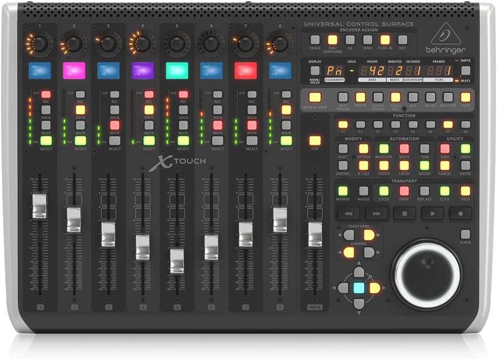 Behringer X-TOUCH Control Surface with Motorized Faders, LCD Scribble Strips, and USB/MIDI/Ethernet Connectivity