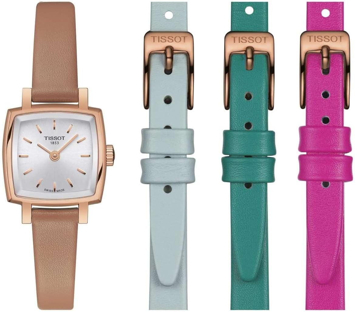 Tissot Womens Lovely Summer Set 316L Stainless Steel case with Rose Gold PVD Coating Quartz Watch, Tan, Leather, 9 (T0581093603101)