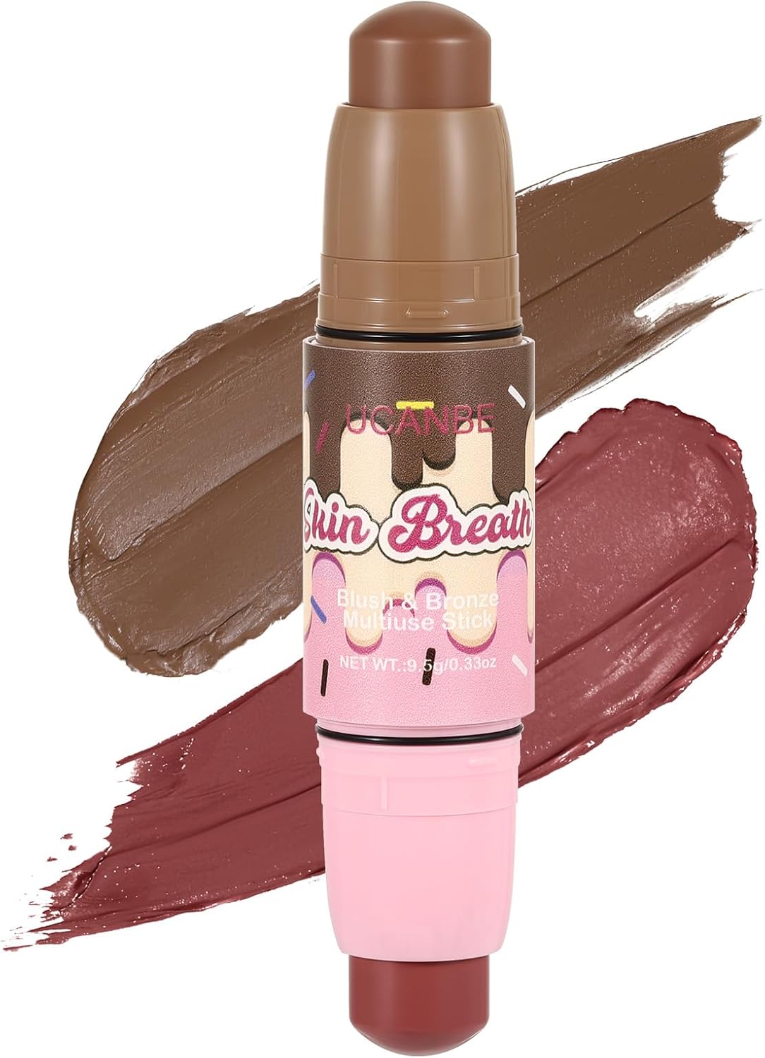 UCANBE Skin Breath Blush & Bronzer Multiuse Stick, 2-in-1 Creamy Face Cheeks Contour Makeup Stick for Natural Radiant Finish Look, Vegan & Cruelty-Free, Travel-Friendly (05 Charming Berry)
