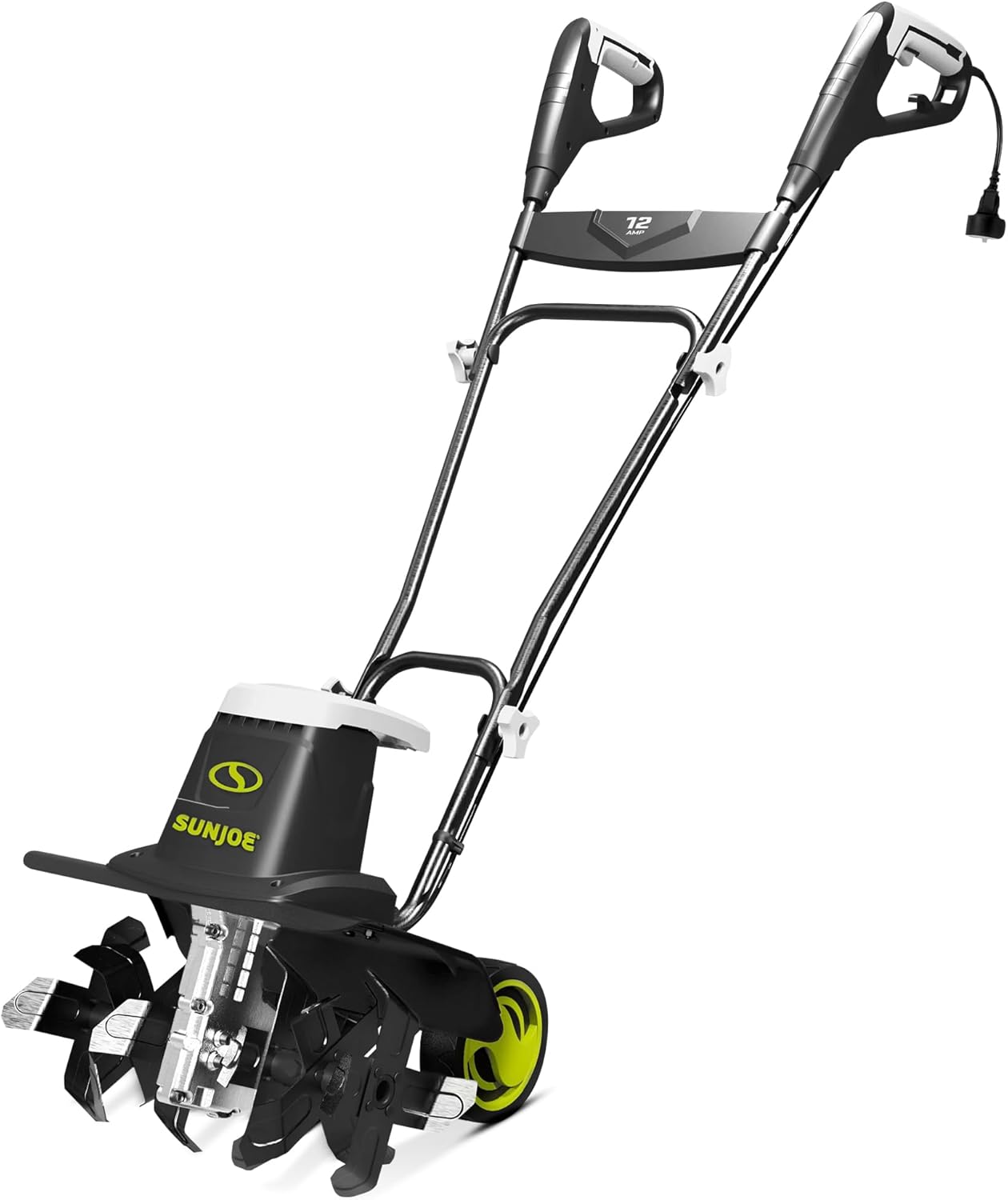 Sun Joe Electric Garden Tiller Cultivator, Steel Tines, 12 Amp, 16 Inch, Black - Heavy-Duty Gardening Machine & Equipment for Gardens, Lawns & Yards, TJ603E