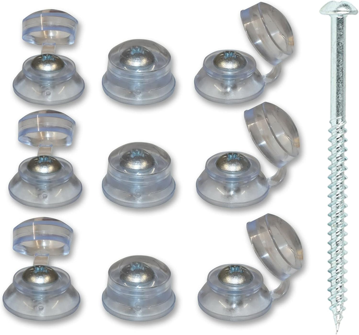 100 x Clear Roofing Caps & 100 x 3" Pan Head Corrugated Roofing Screws